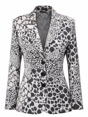 Rinascimento Italy Animal Print Blazer Jacket XL Black White Stretch